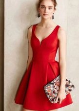 Red dress flared from the waist