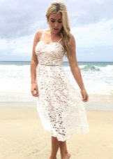 White flared knit dress