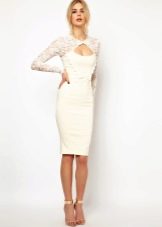Sheath wedding dress with lace sleeves