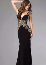 Black jersey dress with lace