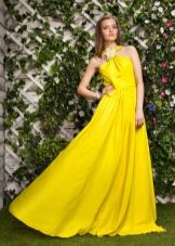 Yellow knitted floor-length dress