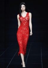 Crochet evening dress red
