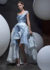 Spring floor-length dress with a short fancy skirt