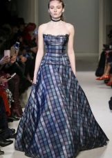 Strapless Plaid Evening Dress