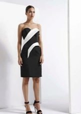 Black and white strapless dress