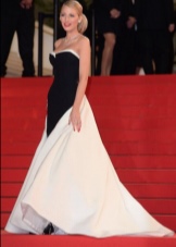 Long two-tone bustier dress with train