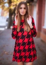 Robe patte d'oie rouge et noire