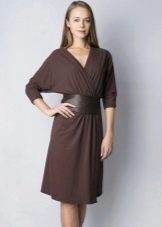 Solid Batwing Sleeve Wrap Dress