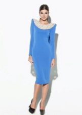 Blue jersey sheath dress