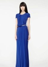 Blue jersey dress to the floor