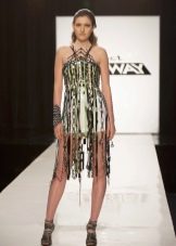 Short dress made of scrap materials