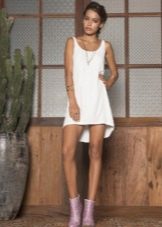 Short T-shirt dress with asymmetric hem