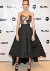 Two-tone dress with a mid-length sun skirt