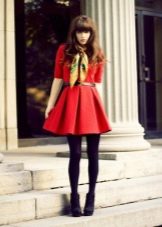 Red short dress with a skirt sun