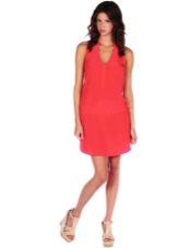 Red low waist short dress