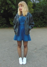 Sneakers for a denim dress-sundress