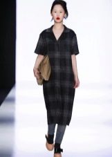 Midi check wool dress