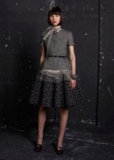 A-line wool dress with lace