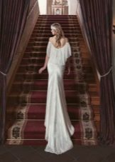 Open-back dress with dropped sleeves