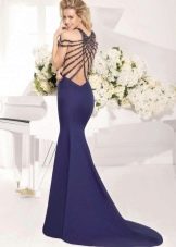Mermaid dress with a train blue