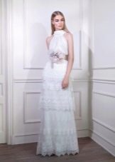 Retro style dress with halter neckline layered