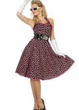 Retro dress with polka dots burgundy