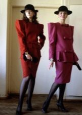 Business dress in the style of the 80s with wide shoulders