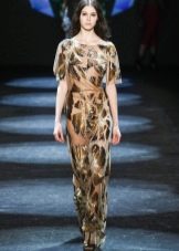 Slim-fit evening dress with short sleeves