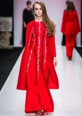 red coat under the winter dress