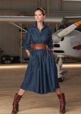 Winter dress denim a-line