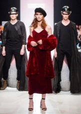 Winter evening dress with straps