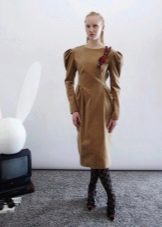Winter dress with puff sleeves