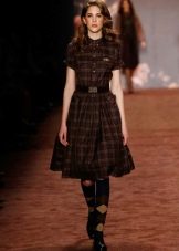 Winter plaid brown dress