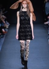 Black and white tights for a black dress