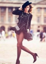 Tights to a point to a black dress