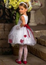 Summer fancy puffy dress for girls white with print