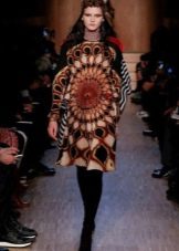Fashionable dress for fall-winter 2016 with ethnic pattern