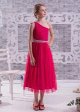 Elegant one-shoulder evening dress for girls