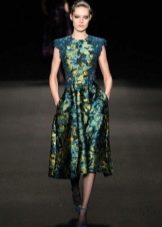 evening dress made of colored brocade