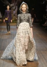 brocade hooded dress