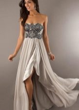 satin embroidered bodice dress