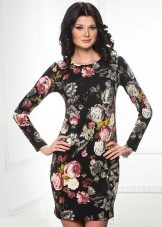 black floral print satin dress