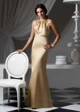 gold satin floor-length dress