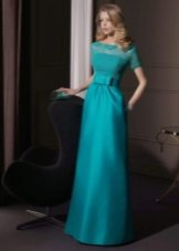 satin gown with lace bodice