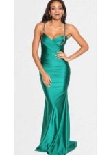 satin strappy evening dress