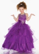 Purple fluffy floor-length dress for 4th grade prom