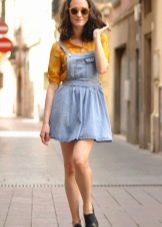 Bright shirt for a denim dress-sundress