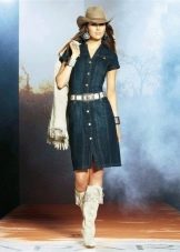 High boots for a denim dress