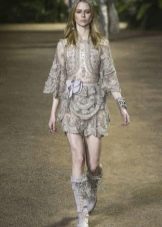Boots for a gray evening dress