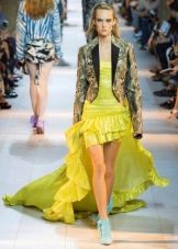 Jacket for a yellow dress, short in front, long in the back